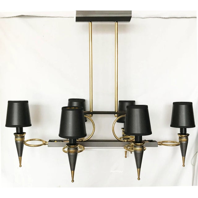 Metal French Vintage Chandelier by Arlus For Sale - Image 7 of 7