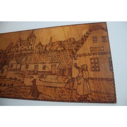 Art Deco Hand-Burned Woodblock with Folk Motif, 1920s For Sale - Image 4 of 9