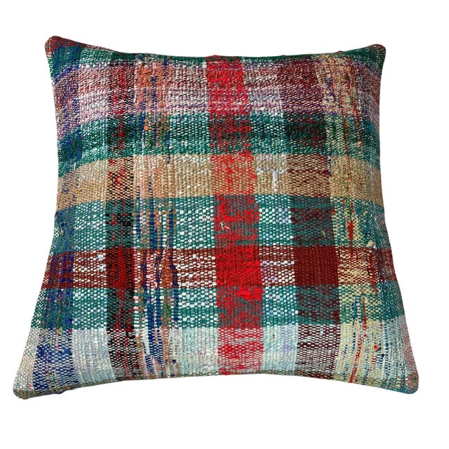 Vintage Turkish Kilim Bench Cushion Cover For Sale - Image 10 of 11