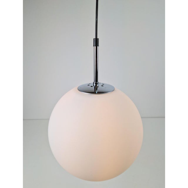 1970s Sphere Pendant in White Satin Opal Glass from Glashütte Limburg, 1970 For Sale - Image 5 of 10