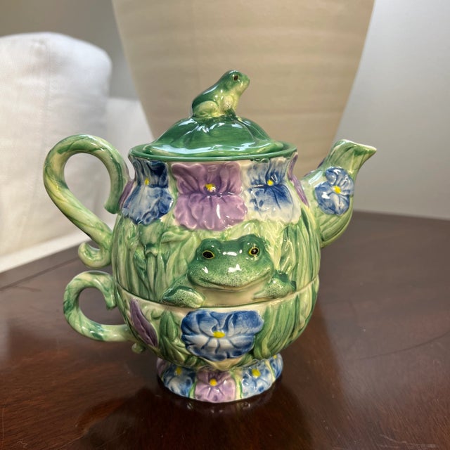 Vintage Frog Stacking Teapot and Cup by Silvestri Chairish