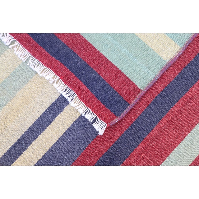 1970s Turkish Boho Style Striped Colorful Kilim Runner Rug For Sale - Image 9 of 10