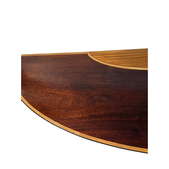 1980s Stickley Federal Style Demilune Mahogany Inlaid Yew Wood Hall Console Table For Sale - Image 13 of 18