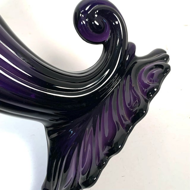 Antique Amethyst Glass Cornucopia Vase Rococo Revival For Sale In Louisville - Image 6 of 12