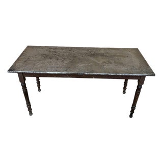 Vintage Zinc Top Rectangular Dining Table, 1950s For Sale