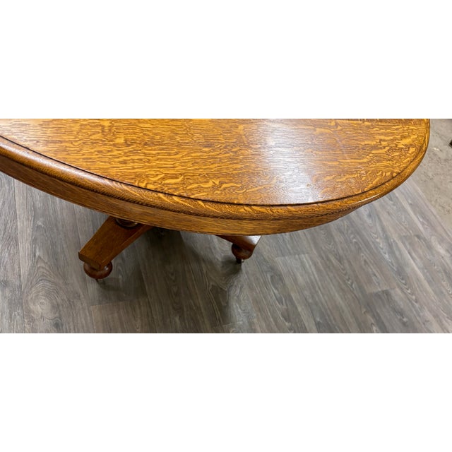 Wood Antique Jacobean Revival Quarter Sawn Oak Tiger Oak Barley Twist Dining Table For Sale - Image 7 of 11
