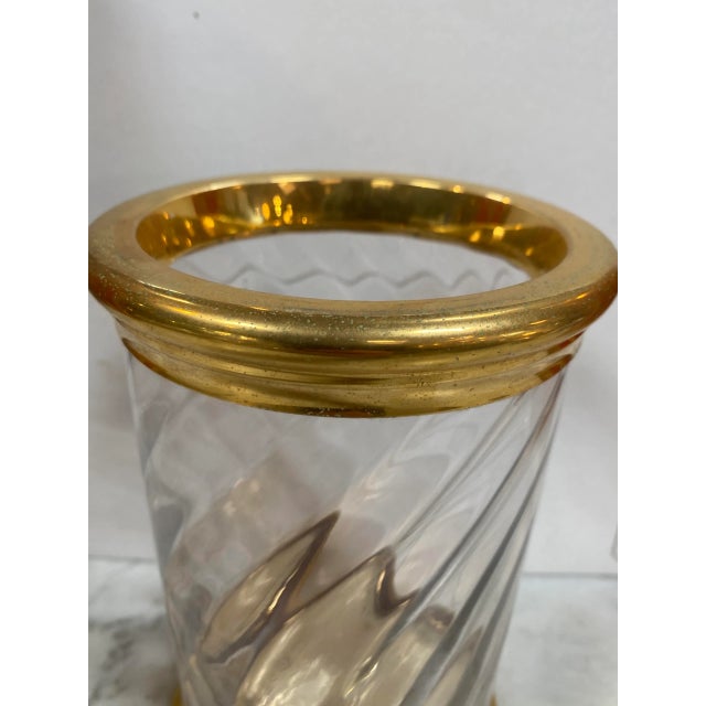 Mid-Century Modern 1980 Italian Brass and Glass Vase For Sale - Image 3 of 7