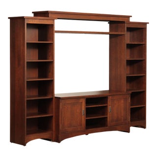 Stickley Mission Collection Oak TV Media Unit with Bookcases For Sale