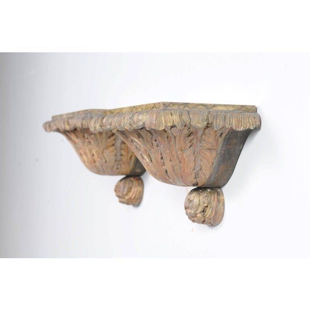 Late 19th Century Pair of Italian Carved Giltwood Wall Brackets with Faux-Marble Tops, circa 1870 For Sale - Image 5 of 8