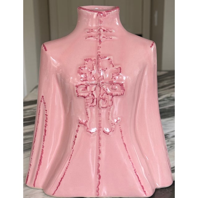 Vintage Terra Cotta Painted & Glazed Kimono Vase For Sale - Image 11 of 11