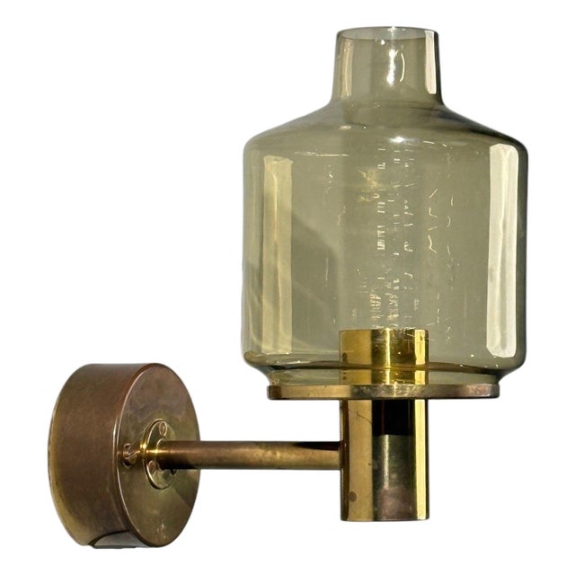 Hans-Agne Jakobsson, Wall Light, Brass, Glass, Sweden, 1960s For Sale