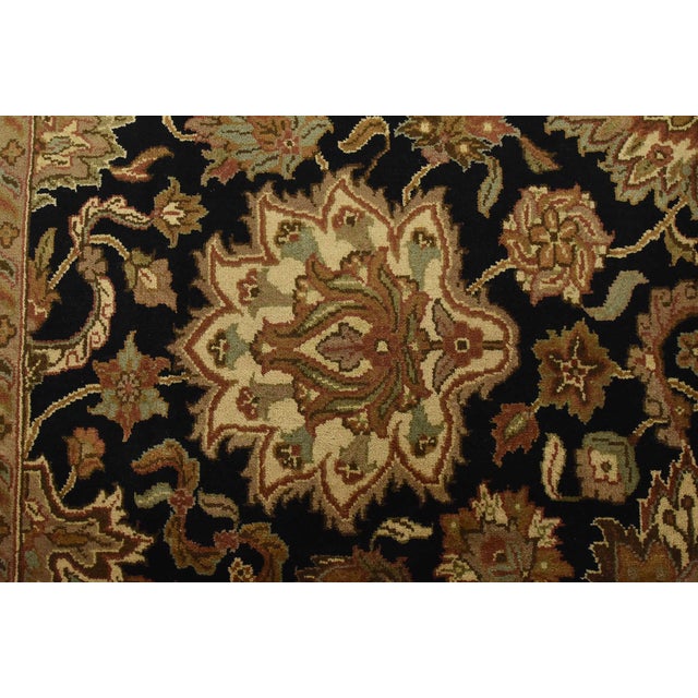 Agra Rug 7’11” X 9’11” Black Wool Traditional Hand-Knotted Oriental Carpet For Sale - Image 10 of 14
