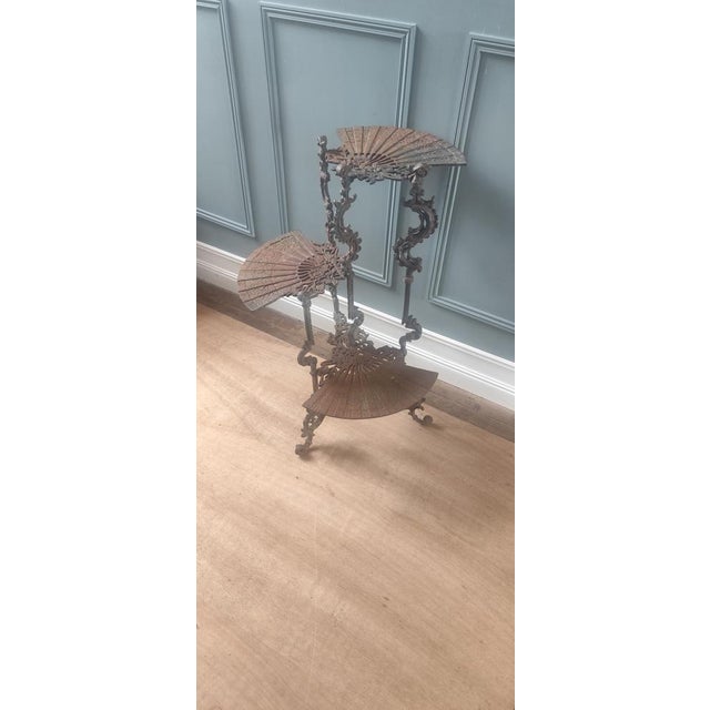 Metal Victorian Cast Iron Three-Tier Plant Stand, 1890s For Sale - Image 7 of 10