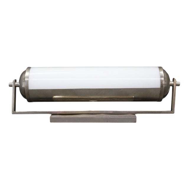 Art Deco Adjustable Wall Light in Nickel and Milk Glass, Czechoslovakia, 1930s For Sale