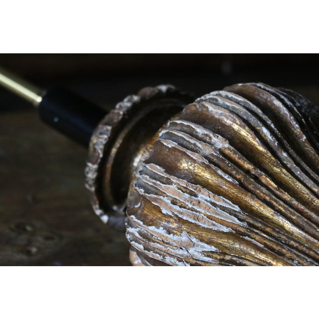 Italian Pair of Carved Wood Gilt Table Lamps With Fluted Urn Bases For Sale - Image 15 of 18