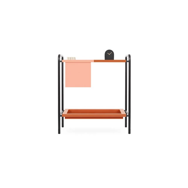 Console table composed of 1 lacquered steel structure with fixed feet and 3 tops in lacquered MDF. The Living tops have a...