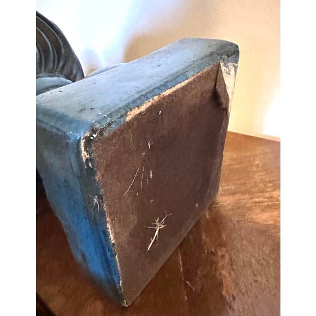 Pair of Mid 20th Century Two-Tone Blue Ceramic Swirl Statement Table Lamps For Sale - Image 11 of 12