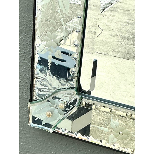 Vintage Etched Venetian Mirror For Sale In West Palm - Image 6 of 12