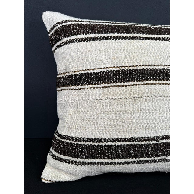 Turkish Hemp Pillow Cushion Natural Beige Black Cushion Cover 20"x20" #30667 Enhance your home decor with our Kilim Pillow...