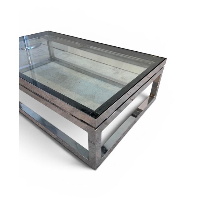 Mid-Century Modern Chrome and Glass Coffee Table from American Design Association, 1970 For Sale - Image 3 of 6