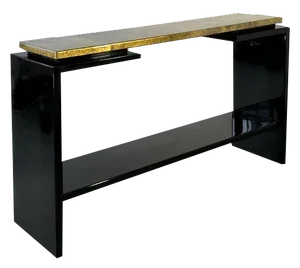 Patinated Lacquer Console Table with Gold Leaf from Roche Bobois, 1970s
