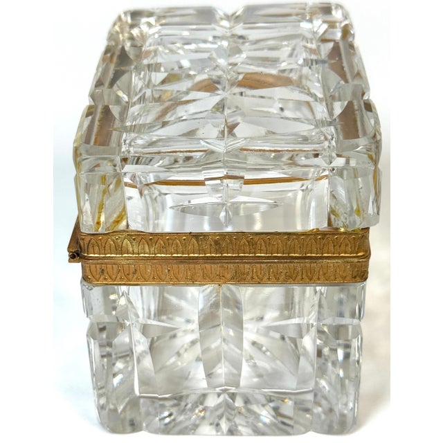 Charles X Style French Ormolu Optic Cut Crystal Box, Signed Lehmann France For Sale - Image 12 of 18