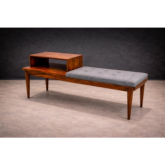 Side Table With Bench & Storage in Rosewood, Unknown, 1960s For Sale In New York - Image 6 of 8
