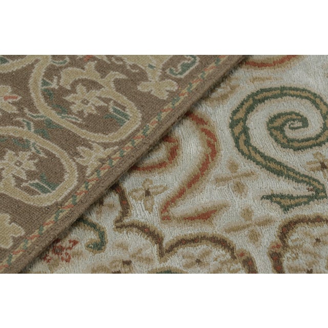Rug & Kilim’s European Style Rug in Cream-White With Medallions in Green & Beige For Sale - Image 9 of 9