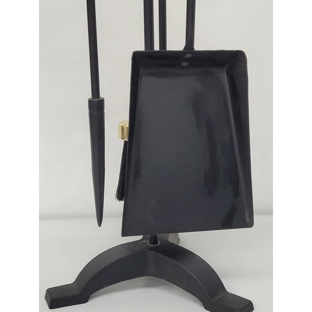 1980s Vintage Brass & Cast Iron Fireplace Mantel Tools For Sale - Image 5 of 8