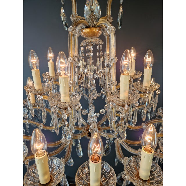 Antique Art Nouveau Maria Theresa Crystal Chandelier Drop Chandelier Brass Glass For Sale - Image 11 of 11