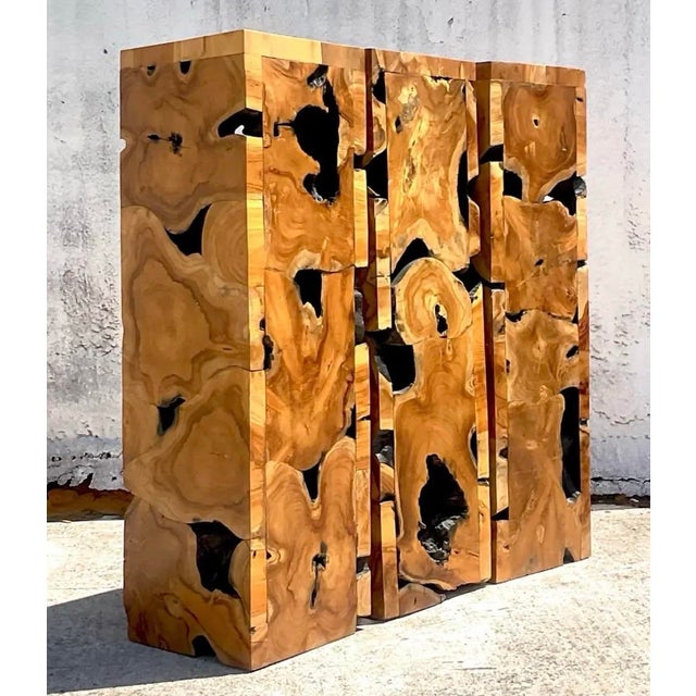 Vintage Slab Burl Wood Pedestal For Sale - Image 10 of 12