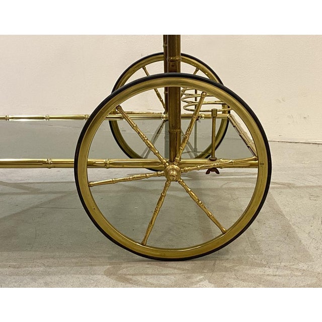 Faux Bamboo & Brass Bar Trolley from Maison Bagues, 1970s For Sale - Image 15 of 16