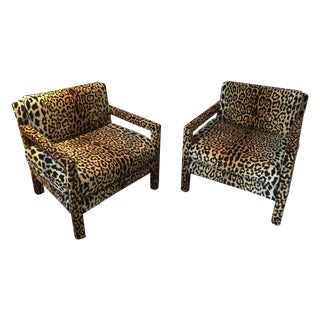 Vintage Leopard Parsons Chairs - A Pair For Sale