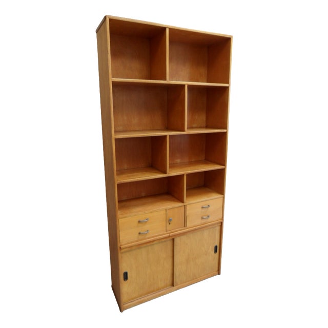 Mid-Century Wall Unit with Open Bookcase, 1950s For Sale