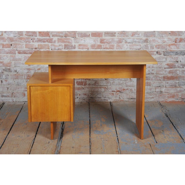 Mid-Century Modern Mid-Century Writing Desk in Oak by B. Landsman, Czech, 1950s For Sale - Image 3 of 11