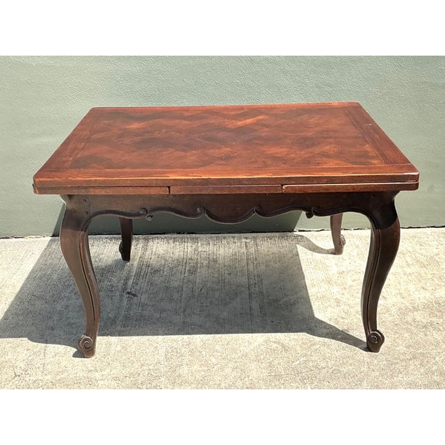 Vintage Herringbone Extendable Dining Table For Sale - Image 16 of 18