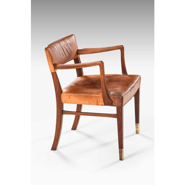 Teak, Leather and Brass Armchair attributed to Ernst Kühn, 1940s For Sale - Image 11 of 12