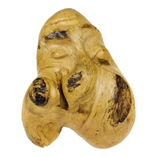 Vintage Late 20th Century Figurative Hand Carved Wood Face Wall Hanging Sculpture For Sale