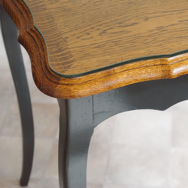 Louis XV Desk in Black with Oak Top and Glass Top For Sale - Image 6 of 13