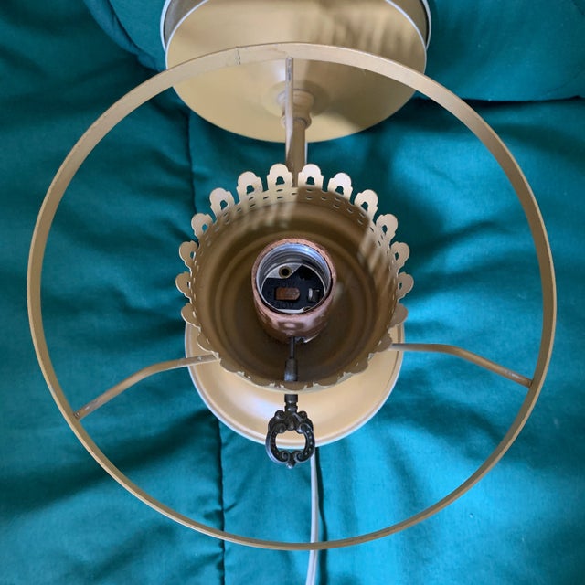 Mid-20th Painted Metal Wall Lamp With Chimney and White Hobnail Glass Shade For Sale - Image 12 of 13