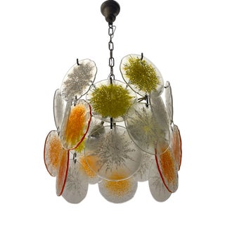 Multicolored Murano Glass Disc Snowflake Chandelier, 1960s For Sale
