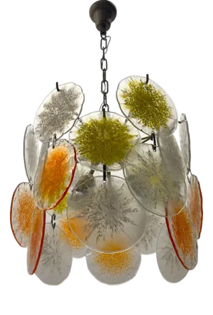 Multicolored Murano Glass Disc Snowflake Chandelier, 1960s