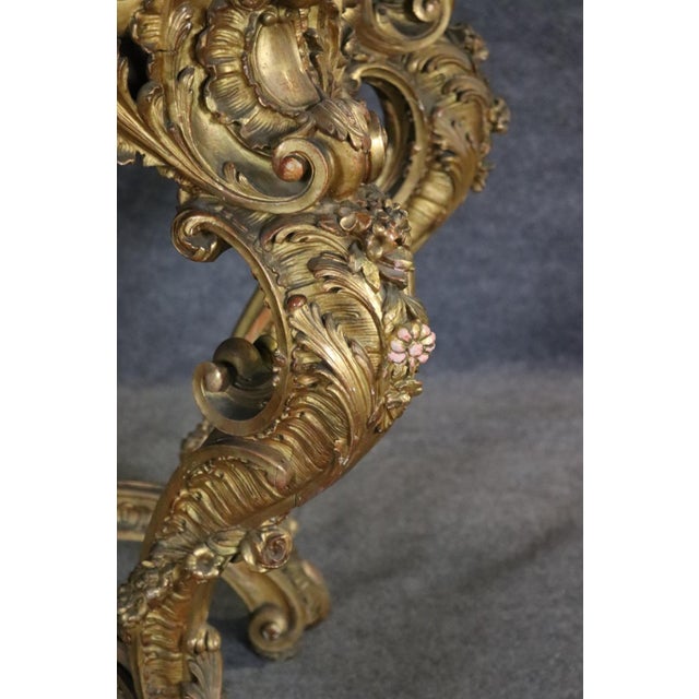 French French Louis XV Giltwood Carved Walnut Marble Top Console Table Circa 1890s For Sale - Image 3 of 15