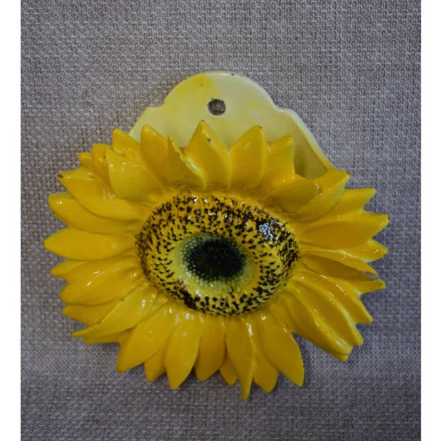 Antique French Majolica Sunflower Wall Pocket attributed to Delphin Massier, 1880s For Sale - Image 3 of 18