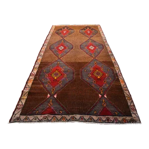1970s Hand Knotted Turkish Tribal Rug One of a Kind Neutral Colors Area Rug - 5′6″ X 12′6″