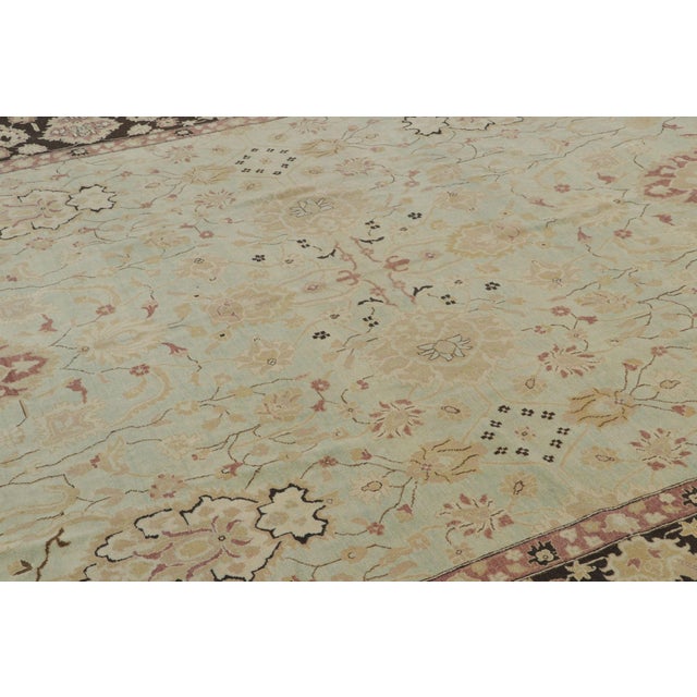 Rug & Kilim Vintage Indian Agra Rug, Mint-Green Field With Floral Border - Rug & Kilim For Sale - Image 4 of 7