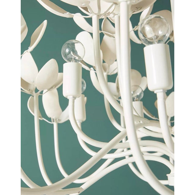 2020s Anthropologie Gardenia Floral Iron Chandelier, 38” Diameter, Off-White, 8-Light For Sale - Image 5 of 5