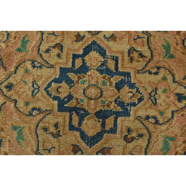 Brown Kashan Rug 9'7'' X 12'4'' Brown Wool Vintage Distressed Hand-Knotted Carpet For Sale - Image 8 of 15