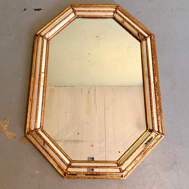 Hollywood Regency Vintage Hollywood Regency Octagonal Giltwood & Mirrored Wall Mirror, in the Manner of LaBarge For Sale - Image 3 of 12