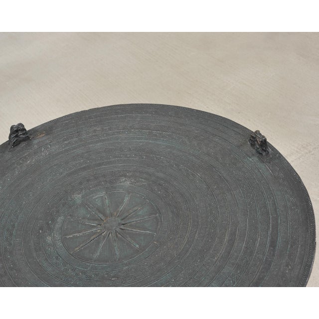 Metal Southeast Asian Bronze Frog Rain Drum or Drinks Table For Sale - Image 7 of 18